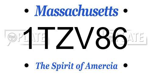 1TZV86 Massachusetts License Plate