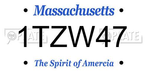 1TZW47 Massachusetts License Plate