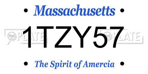 1TZY57 Massachusetts License Plate
