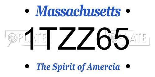 1TZZ65 Massachusetts License Plate