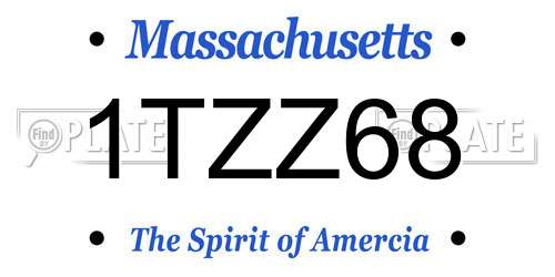 1TZZ68 Massachusetts License Plate