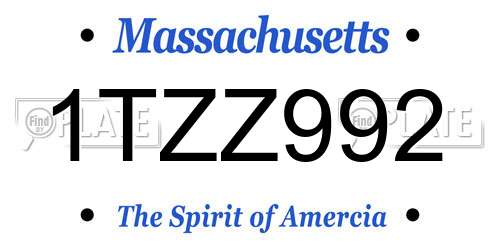 1TZZ992 Massachusetts License Plate