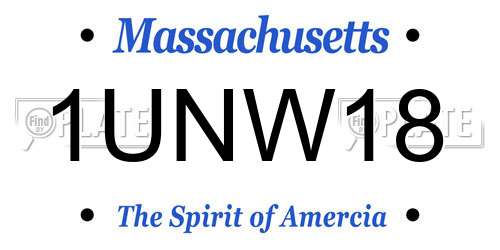1UNW18 Massachusetts License Plate