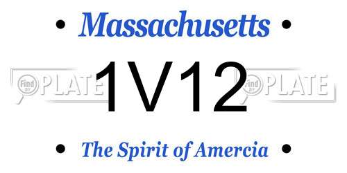 1V12 Massachusetts License Plate
