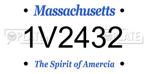 1V2432 Massachusetts License Plate