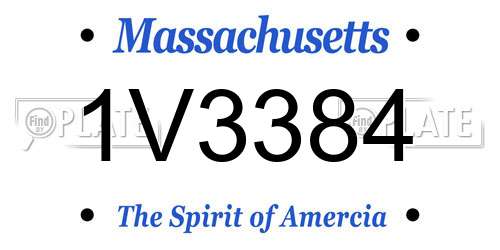 1V3384 Massachusetts License Plate