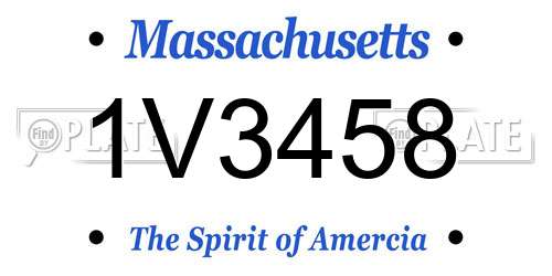 1V3458 Massachusetts License Plate