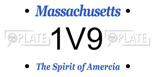 1V9 Massachusetts License Plate