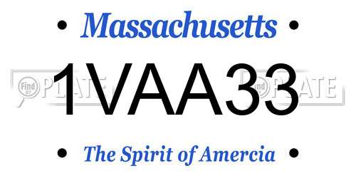 1VAA33 Massachusetts License Plate