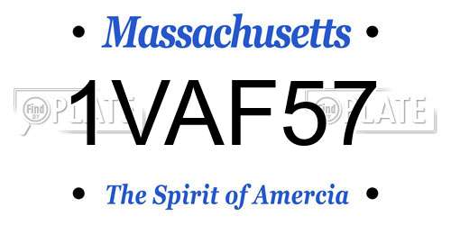 1VAF57 Massachusetts License Plate