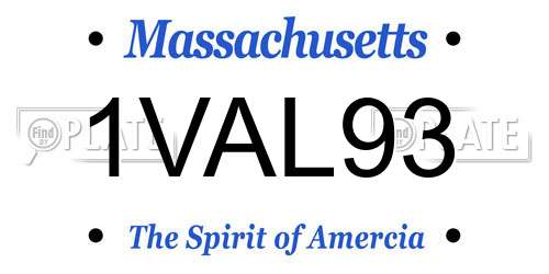1VAL93 Massachusetts License Plate