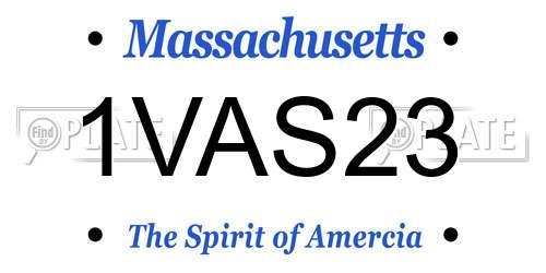 1VAS23 Massachusetts License Plate