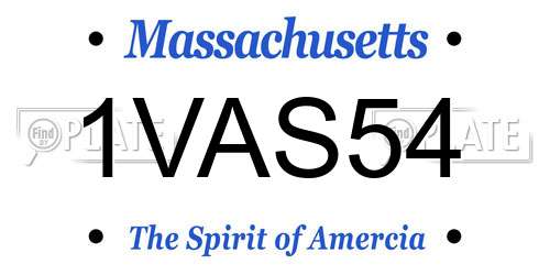1VAS54 Massachusetts License Plate