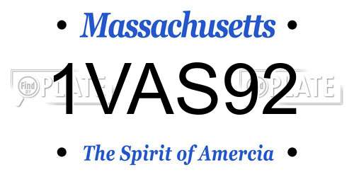 1VAS92 Massachusetts License Plate