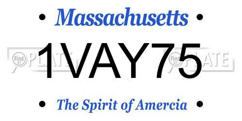 1VAY75 Massachusetts License Plate