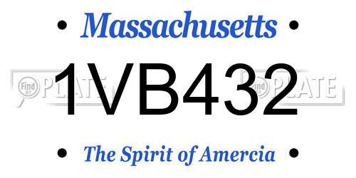 1VB432 Massachusetts License Plate