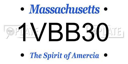1VBB30 Massachusetts License Plate