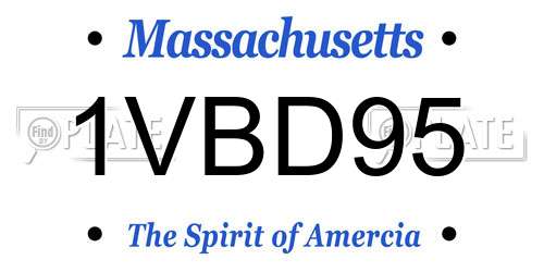 1VBD95 Massachusetts License Plate