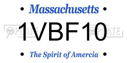 1VBF10 Massachusetts License Plate