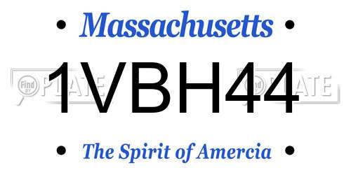 1VBH44 Massachusetts License Plate