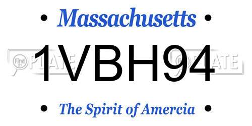 1VBH94 Massachusetts License Plate
