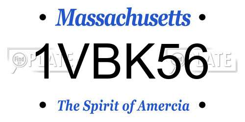 1VBK56 Massachusetts License Plate