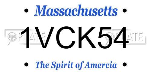 1VCK54 Massachusetts License Plate