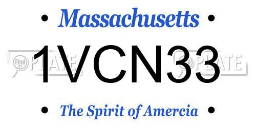 1VCN33 Massachusetts License Plate