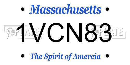 1VCN83 Massachusetts License Plate