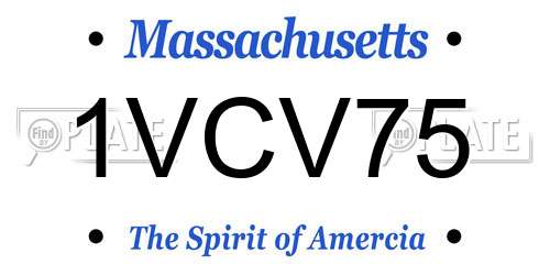 1VCV75 Massachusetts License Plate