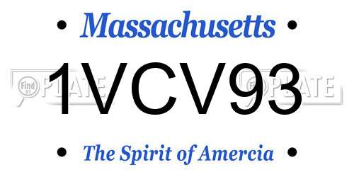 1VCV93 Massachusetts License Plate