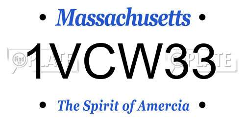 1VCW33 Massachusetts License Plate