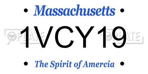 1VCY19 Massachusetts License Plate