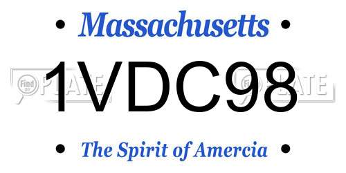1VDC98 Massachusetts License Plate