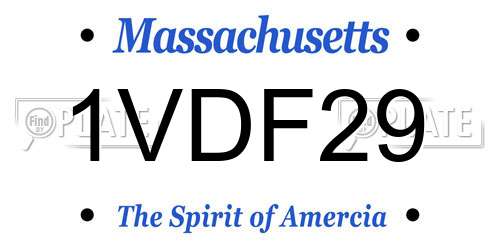1VDF29 Massachusetts License Plate
