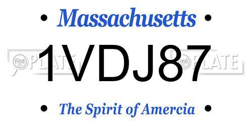 1VDJ87 Massachusetts License Plate