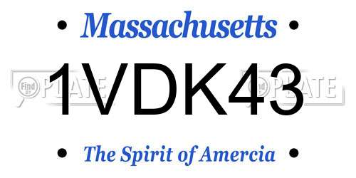 1VDK43 Massachusetts License Plate
