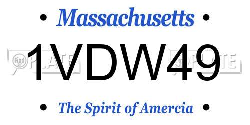 1VDW49 Massachusetts License Plate