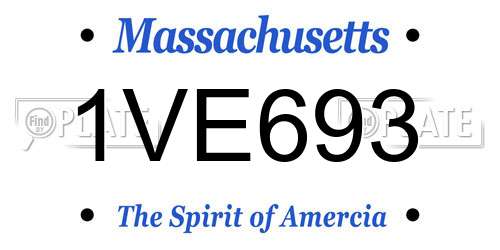 1VE693 Massachusetts License Plate