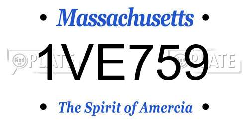 1VE759 Massachusetts License Plate