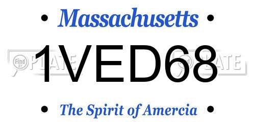 1VED68 Massachusetts License Plate