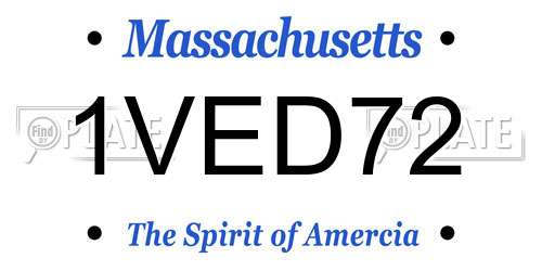 1VED72 Massachusetts License Plate