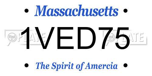 1VED75 Massachusetts License Plate