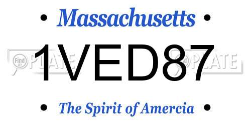 1VED87 Massachusetts License Plate
