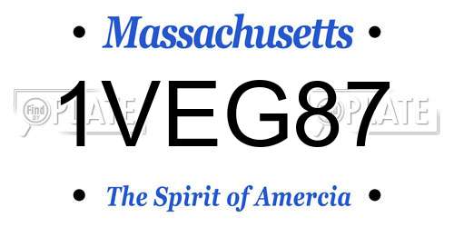 1VEG87 Massachusetts License Plate