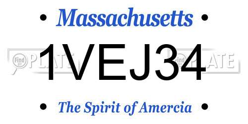 1VEJ34 Massachusetts License Plate
