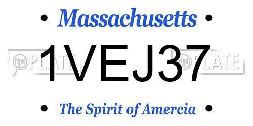 1VEJ37 Massachusetts License Plate