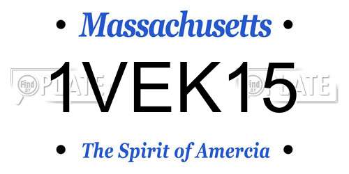 1VEK15 Massachusetts License Plate