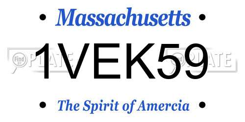 1VEK59 Massachusetts License Plate