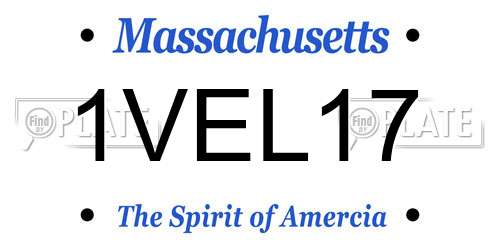1VEL17 Massachusetts License Plate